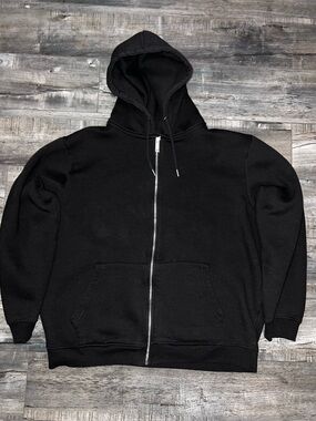 Black Zip-Up Hooded Sweater - Men